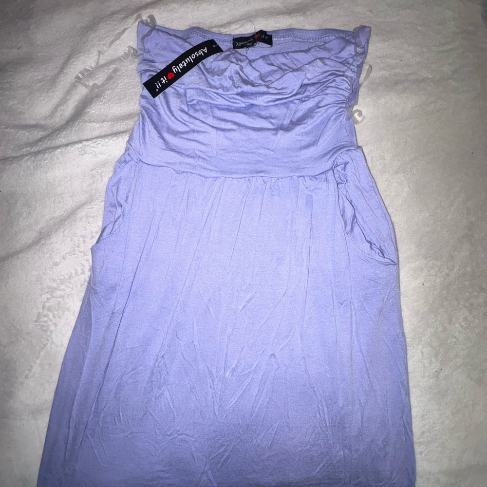 Purple Ruched Strapless Cocktail Dress